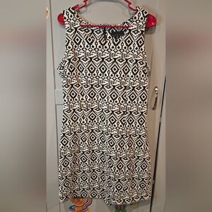 Attention Black and White Geometric Midi Dress